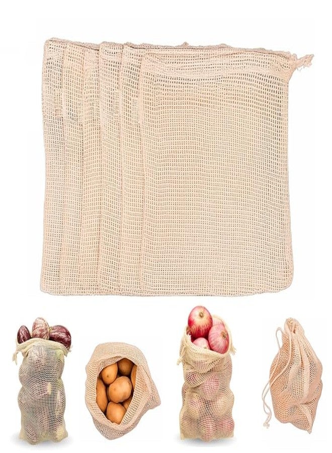 Finalize (Pack of 6) Vegetable Bag for Fridge 100% Cotton Mesh Storage Bags | Reusable Net Bags for Vegetables & Fruits | Fridge Organizer & Refrigerator Vegetable Storage Bags-Beige,Large (6) - Image 1